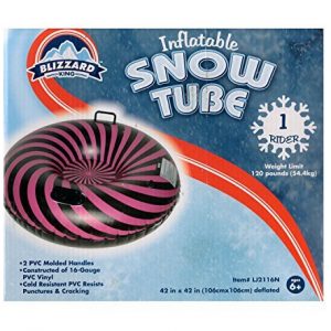 Blizzard King Inflatable Snow Tube Sled Pink Black Stripes 42 Inch