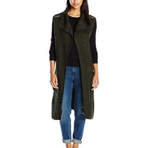prAna Women's Thalia Sweater Vest with marled fabric and duster length, featuring a cozy design and practical front pockets