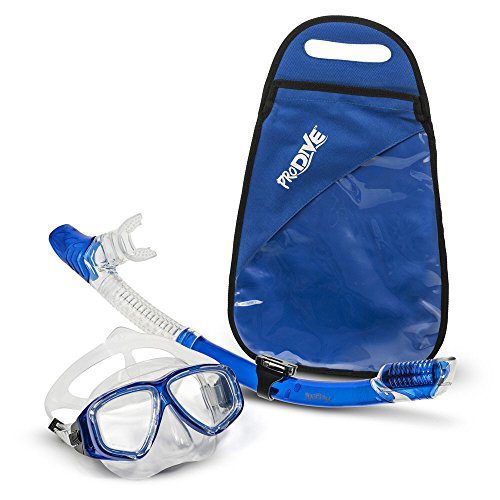ProDive Premium Dry Top Snorkel Set Impact Resistant Tempered Glass Diving and 