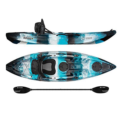 Vibe Kayaks Skipjack 90 | 9ft Angler - Single Person, Sit On Top Fishing Kayak w/Paddle & Deluxe Kayak Seat