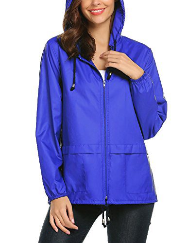 Lightweight Waterproof Raincoat For Women Windbreaker Packable Outdoor Hooded Rain Jacket
