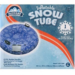 Blizzard King Inflatable Snow Tube Sled Blue Snowflakes 42 Inch