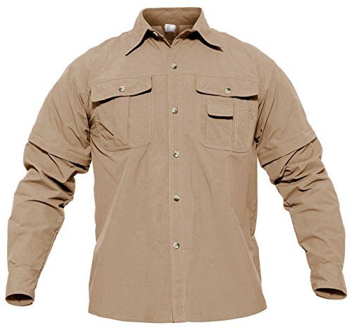 CRYSULLY Men's Convertible Shirts Outdoor Lightweight Quick Drying ...