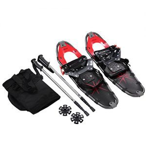 Goplus Snowshoes All Terrain Sports with Anti-Shock Adjustable Poles & Carrying Bag for Adults Snow Shoes 27'' Red