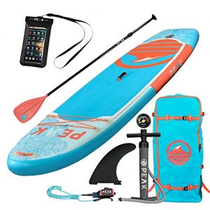 PEAK 10’ Yoga Fitness Inflatable Stand Up Paddle Board Package, 6-inch thickness