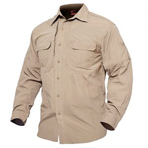 MAGCOMSEN Men's Quick Dry Breathable Long Sleeve Anti-Rip Shirt for Work Travel Military