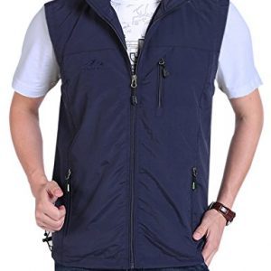 Gihuo Men's Casual Outdoor Stand Collar Lightweight Quick Dry Travel Vest Outerwear