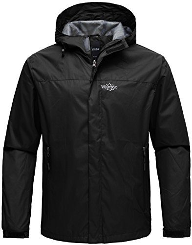 Wantdo Men's Hooded Spring Rain Jacket Waterproof Windproof Insulated Packable Raincoat