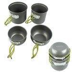 G4Free Outdoor Camping pan Hiking Cookware Backpacking Cooking Picnic Bowl Pot Pan Set 4/13 Piece Camping Cookware Mess Kit Knife Spoon
