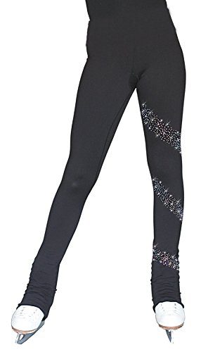 ChloeNoel PS96 3" Supplex Black/Color Waist Band Pants with Crystals Spiral