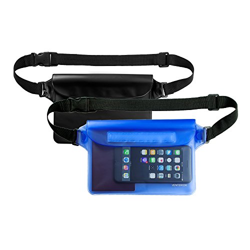 Venterior Waterproof Pouch 2 Pack with Waist Strap - Keep Your Phone Wallet License Safe and Dry