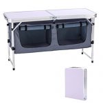 CampLand Outdoor Folding Table Aluminum Lightweight Height Adjustable with Storage Organizer for BBQ, Party, Camping