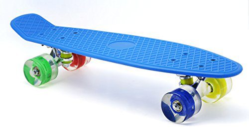 Merkapa 22" Complete Skateboard with Colorful LED Light Up Wheels for Beginners