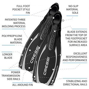 Cressi Adult Snorkeling & Scuba Diving Fins - Powerful Full Foot Pocket Fins | Reaction Pro: made in Italy