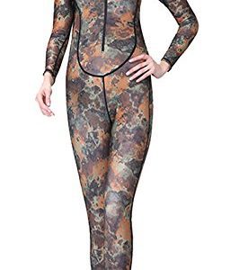 Women Full Body Padded Wetsuits UV Protection One Piece Long Sleeve Dry Fast Hooded Warm Dive Skin Full Suit UPF 50 Sun Protection Camouflage M