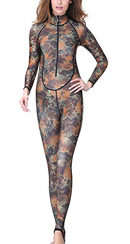 Women Full Body Padded Wetsuits UV Protection One Piece Long Sleeve Dry Fast Hooded Warm Dive Skin Full Suit UPF 50 Sun Protection Camouflage M