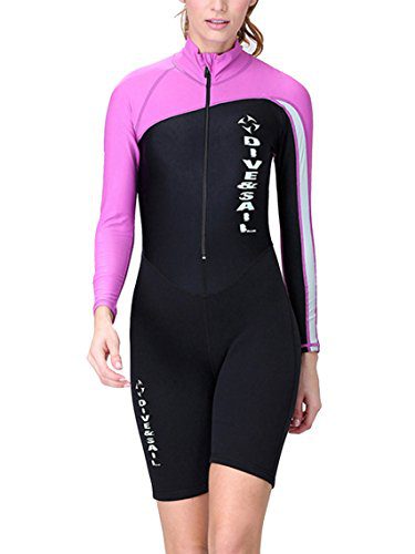 DIVE & SAIL Women 1.5mm One Piece UV Protection Wetsuit for Diving Snorkeling Swimming