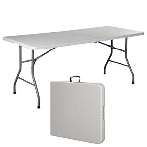 Swan Shop 6' Folding Table Portable Plastic Indoor Outdoor Picnic Party Dining Camp Tables,White,