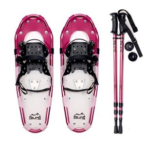 ALPS Adult All Terrian Snowshoes + Pair Anti-Shock Adjustable Snowshoeing Pole + Free Carrying Tote Bag