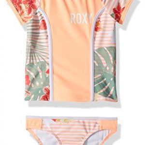 Roxy Girls' Lush Florals Short Sleeve Rashguard Swimsuit Set