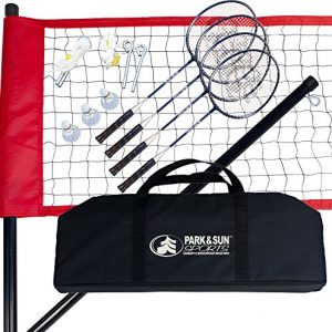 4 Badminton Rackets and 3 Balls Kale Badminton Set for Adults and Kids with 10-Feet Net Stand/Frame 