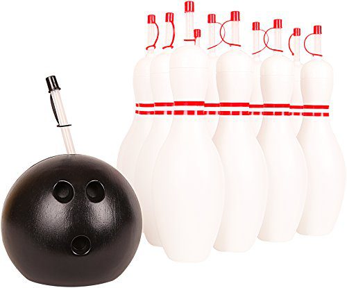 12 Bowling Pin & Bowling Ball Sippy Cups w/ Straws