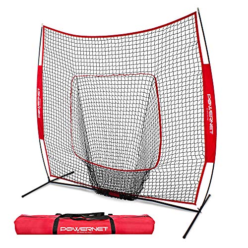 PowerNet Baseball and Softball Practice Net 7 x 7 with bow frame