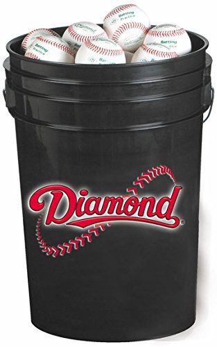 Diamond 6-Gallon Ball Bucket with 30 DOB Baseballs, Black