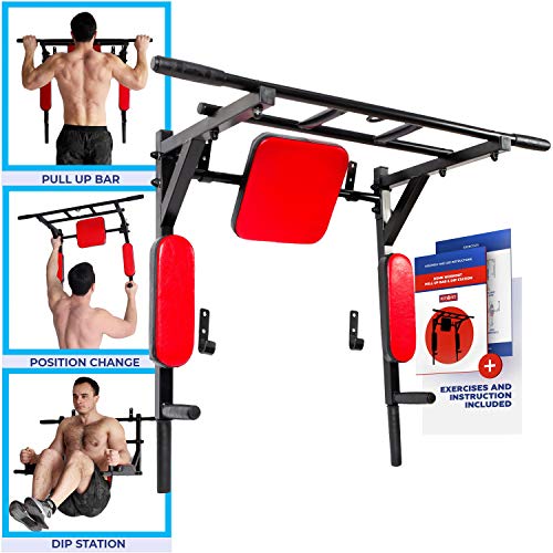 Wall Mounted Pull Up Bar and Dip Station with Vertical