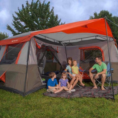 Ozark Trail 16x16-Feet 12-Person 3 Room Instant Cabin Tent with Pre-Attached Poles