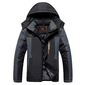 MAGCOMSEN Men's Water Resistant Mountain Ski Jacket Fleece Lined Windproof Jacket Coat with Hood
