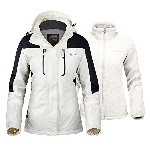 OutdoorMaster Women's 3-in-1 Ski Jacket - Winter Jacket Set with Fleece Liner Jacket & Hooded Waterproof Shell - for Women