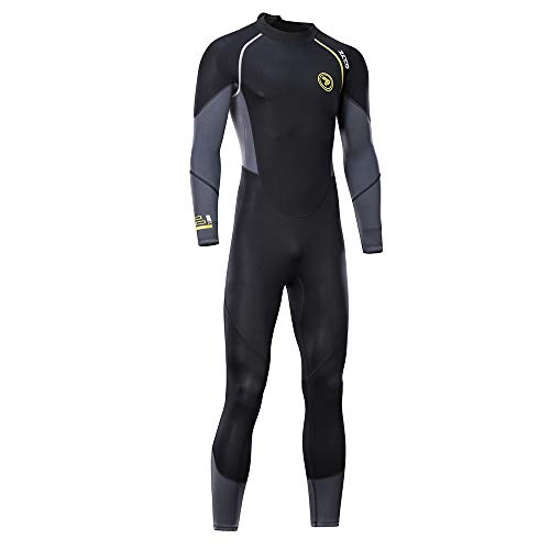 zcco Ultra Stretch 3mm Neoprene Wetsuit, Back Zip Full Body Diving Suit, one Piece for Men-Snorkeling, Scuba Diving Swimming, Surfing