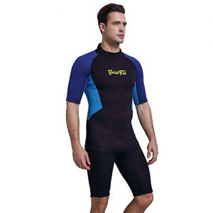 GoldFin Shorty Wetsuit Women Men, 3mm Neoprene Thermal Swimsuit Back Zip for Scuba Diving Surfing Snorkeling Swimming, DW004