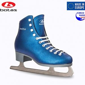 Women's Anita Blue Figure Ice Skates with Nicole Blades and Carbon Fiber Design