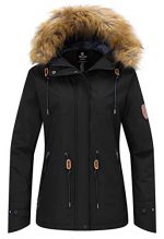 Wantdo Women's Waterproof Ski Fleece Jacket Mountain Parka Warm Faux Fur Collar