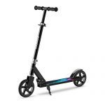 ENKEEO Kick Scooter, Scooters for Adult with 220 lbs Capacity Big Wheels, Height Adjustable Handlebar Portable Oversize Wear Resistant Wheels, Smart Brake System, Fold Commuter Scooter for Kids Black