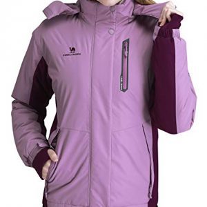 CAMEL CROWN Women's Mountain Snow Waterproof Ski Jacket Detachable Hood Windproof Fleece Parka Rain Jackt Winter Coat