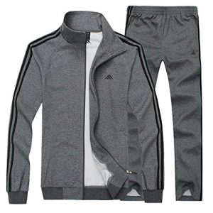 INVACHI Men's Casual 2 Pieces Athletic Full Zip Sports Sets Jacket & Pants Active Fitness Sweat Tracksuit Set