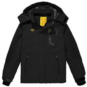 Wantdo Boy's Waterproof Ski Fleece Jacket Thick Winter Coat Hooded Raincoats Outwear