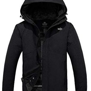 Wantdo Men's Hooded Waterproof Fleece Ski Jacket Windproof Parka Winter Coat