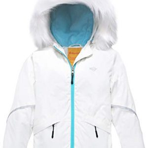 Wantdo Girl's Waterproof Ski Jacket Warm Winter Jacket Raincoat with Fur Hood