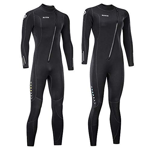 ZCCO Ultra Stretch 3mm Neoprene Wetsuit, Front Zip Full Body Diving Suit, one Piece for Men-Snorkeling, Scuba Diving Swimming, Surfing