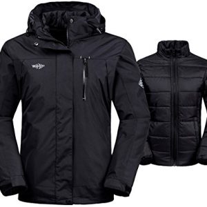 Wantdo Women's 3-in-1 Waterproof Ski Jacket Interchange Windproof Puffer Liner Warm Winter Coat Insulated Short Parka