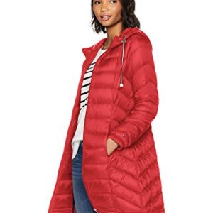 Tommy Hilfiger Women's Mid Length Packable Down Chevron Quilt Coat
