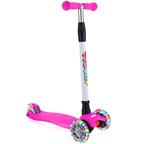 BELEEV Kick Scooter for Kids 3 Wheel Scooter for Toddlers Girls & Boys, 4 Adjustable Height, Lean to Steer with PU LED Light Up Wheels for Children from 3 to 14 Years Old