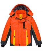 Wantdo Boy's Waterproof Ski Jacket Hooded Windbreaker Fleece Lined Winter Coat