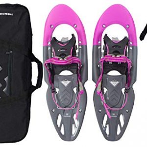 Winterial Yukon Snowshoes 25 Inch Lightweight All Terrain Women's Pink Snow Shoes with Carry Bag and Adjustable Poles