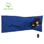Browint Cotton Travel Sheet, Camping Sheet, Sleeping Bag Liner with Pillow Pocket, Cotton Bedding Sack for Hotel, Lightweight and Soft Travel Liner, Reinforced Gussets, 87"x36"