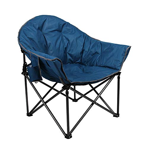 ALPHA CAMP Oversized Camping Chairs Padded Moon Round Chair Saucer Recliner Supports 500 lbs with Folding Cup Holder and Carry Bag (Renewed)